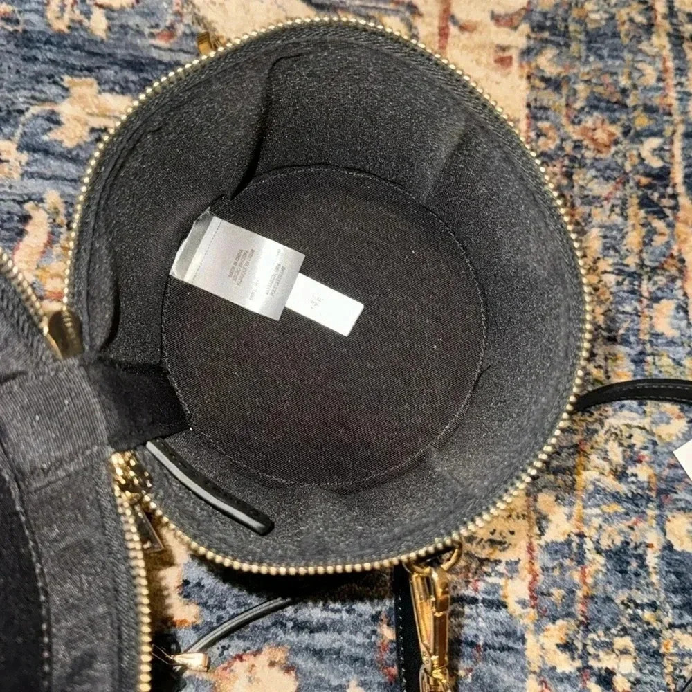 Street Level Cylinder Zippered Top Handle Shoulder Bag Black Leather Purse - Picture 3 of 11